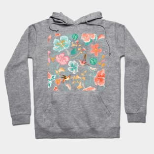 Hummingbird Hibiscus Feathers Butterflies Hoodie